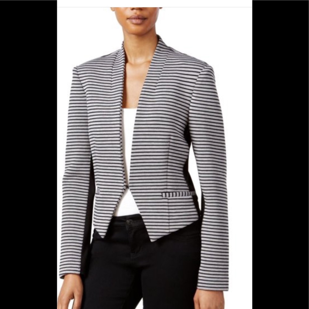 RACHEL Rachel Roy Women's Frankie Striped Blazer, Black/ Heather Grey